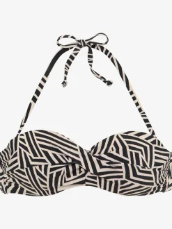 Haut de bikini bandeau imprimé graphique avec renforts latéraux