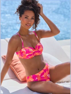 Haut de bikini bandeau imprimé à bretelles multiway avec coussinets amovibles