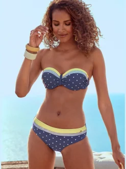 Haut de bikini bandeau à pois avec détails froncés