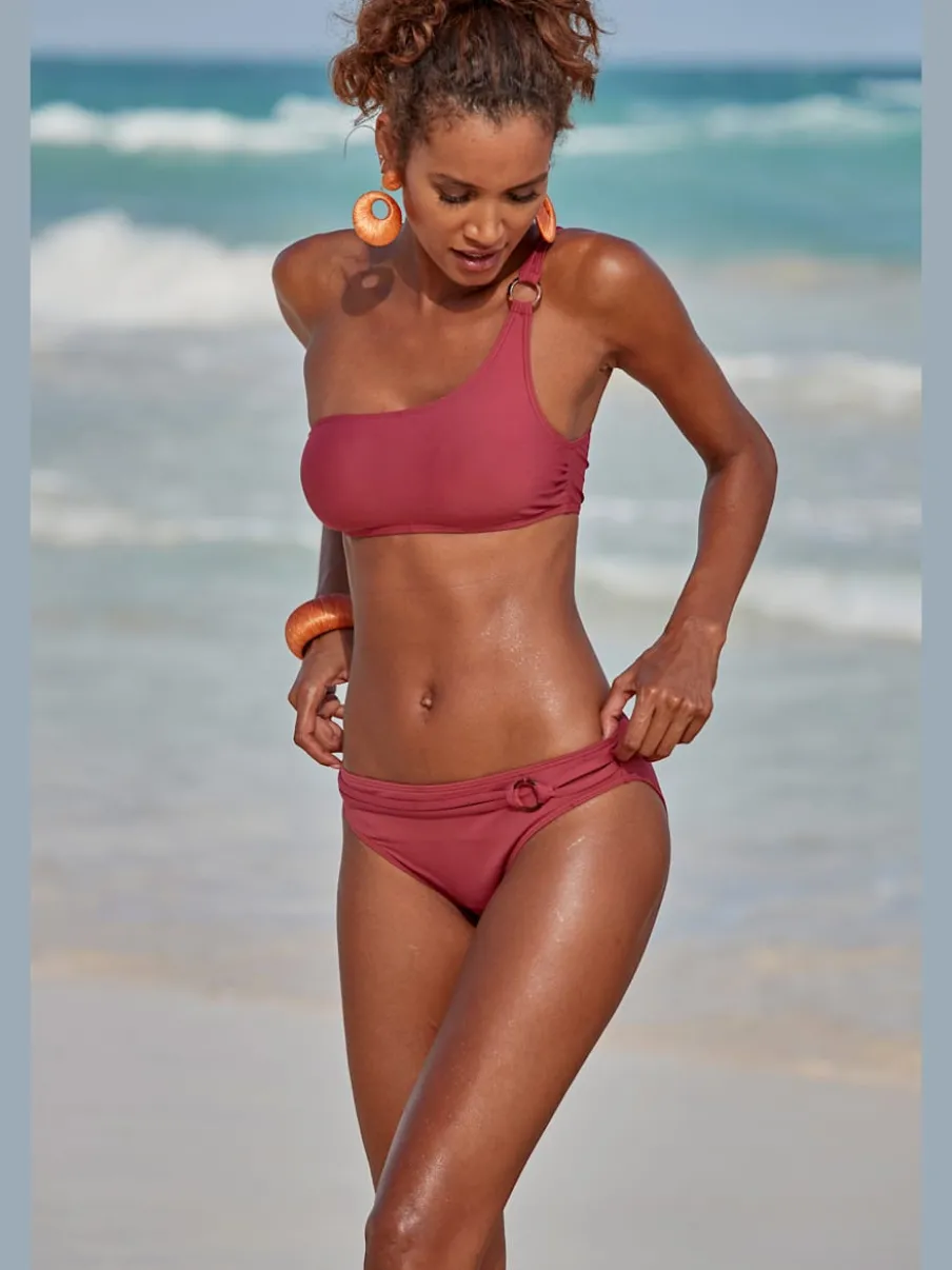Haut de bikini bustier avec bonnets amovibles et coupe asymétrique