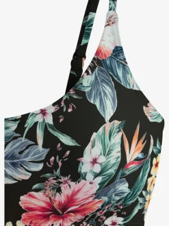 Haut de bikini bustier floral avec bretelles réglables et bonnets amovibles