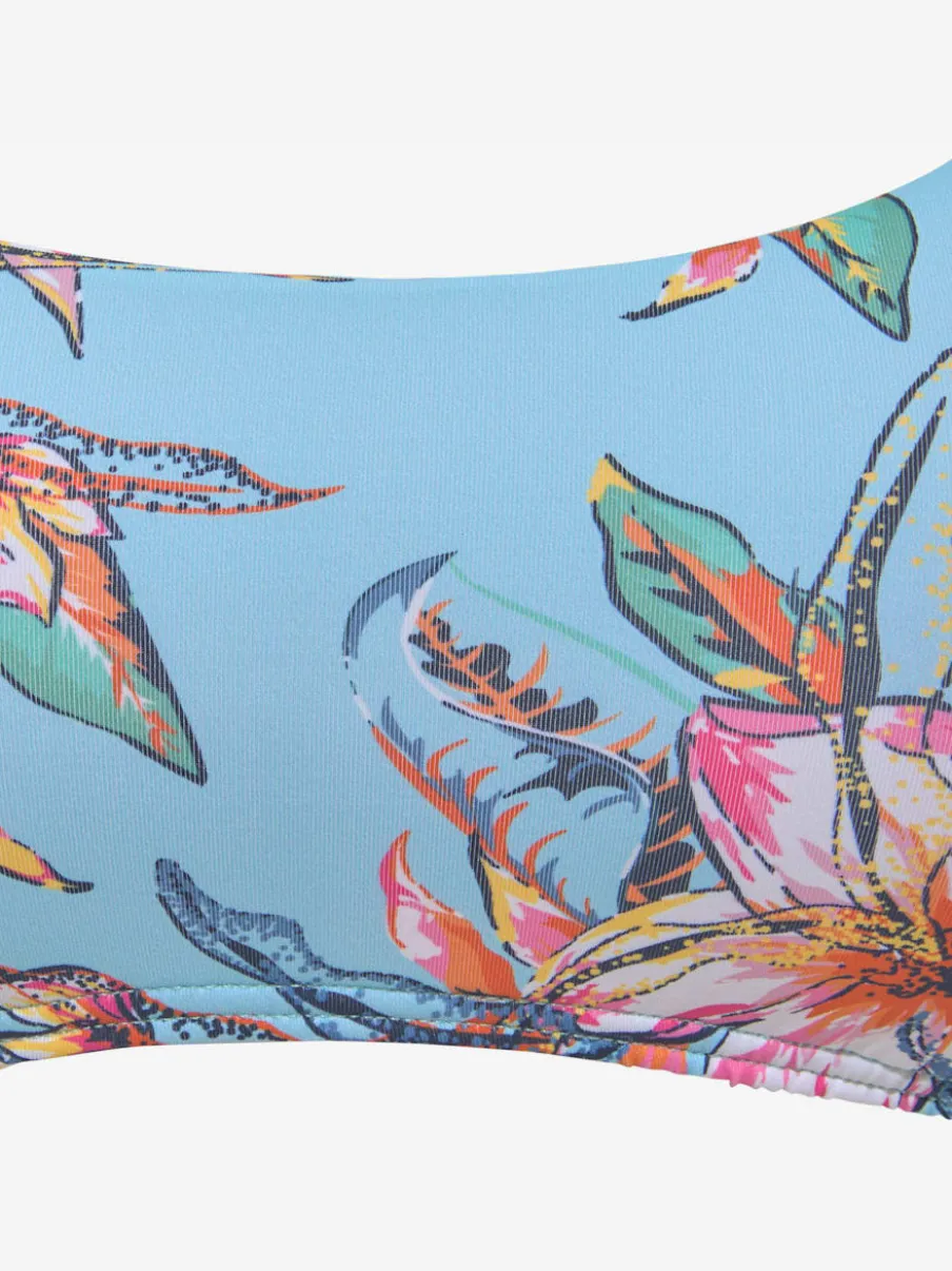 Haut de bikini bustier floral à bretelles réglables et bonnets amovibles