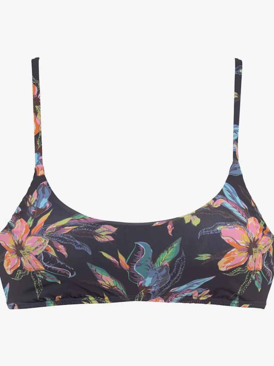 Haut de bikini bustier floral à bretelles réglables et bonnets amovibles