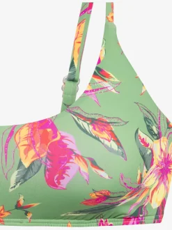 Haut de bikini bustier floral à bretelles réglables et bonnets amovibles