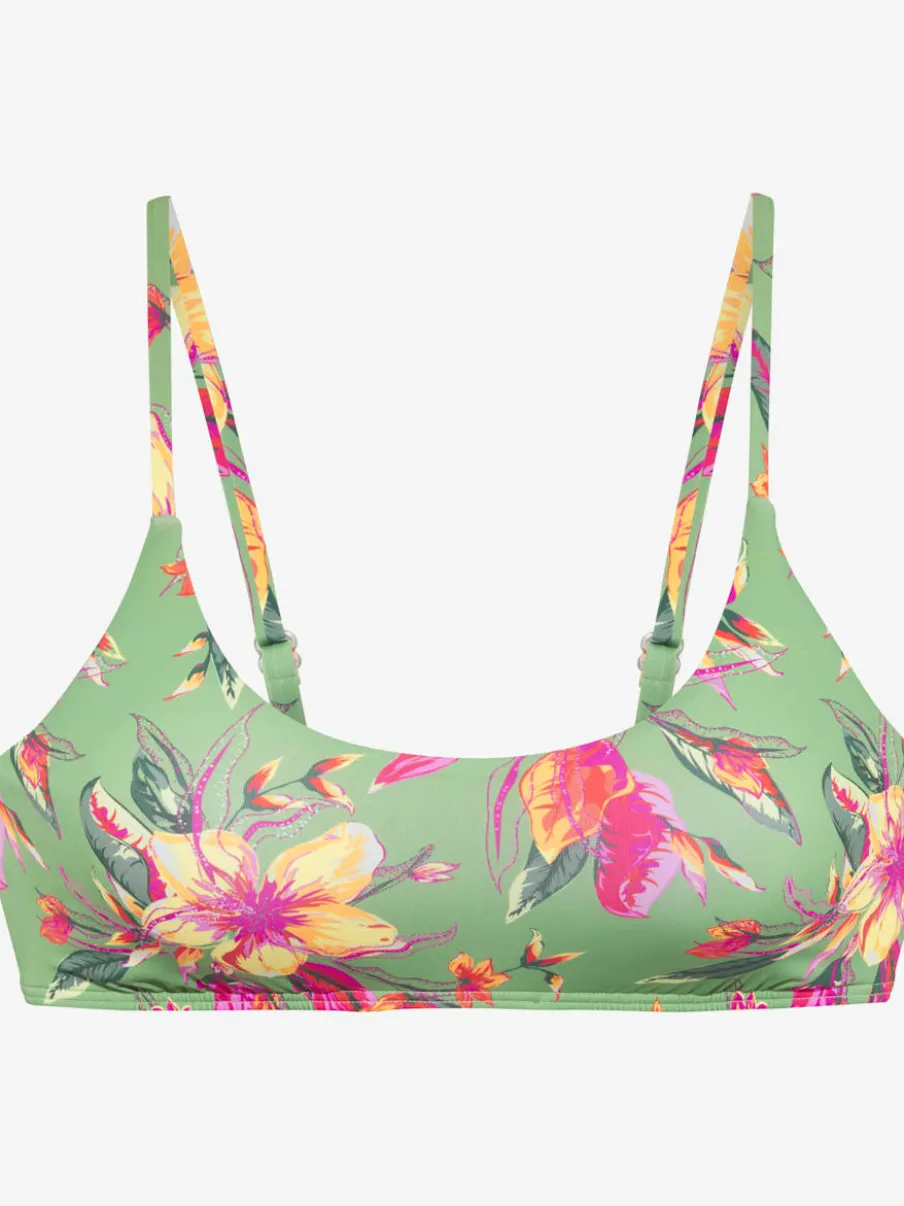 Haut de bikini bustier floral à bretelles réglables et bonnets amovibles