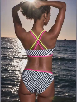 Haut de bikini bustier graphique avec bretelles croisées