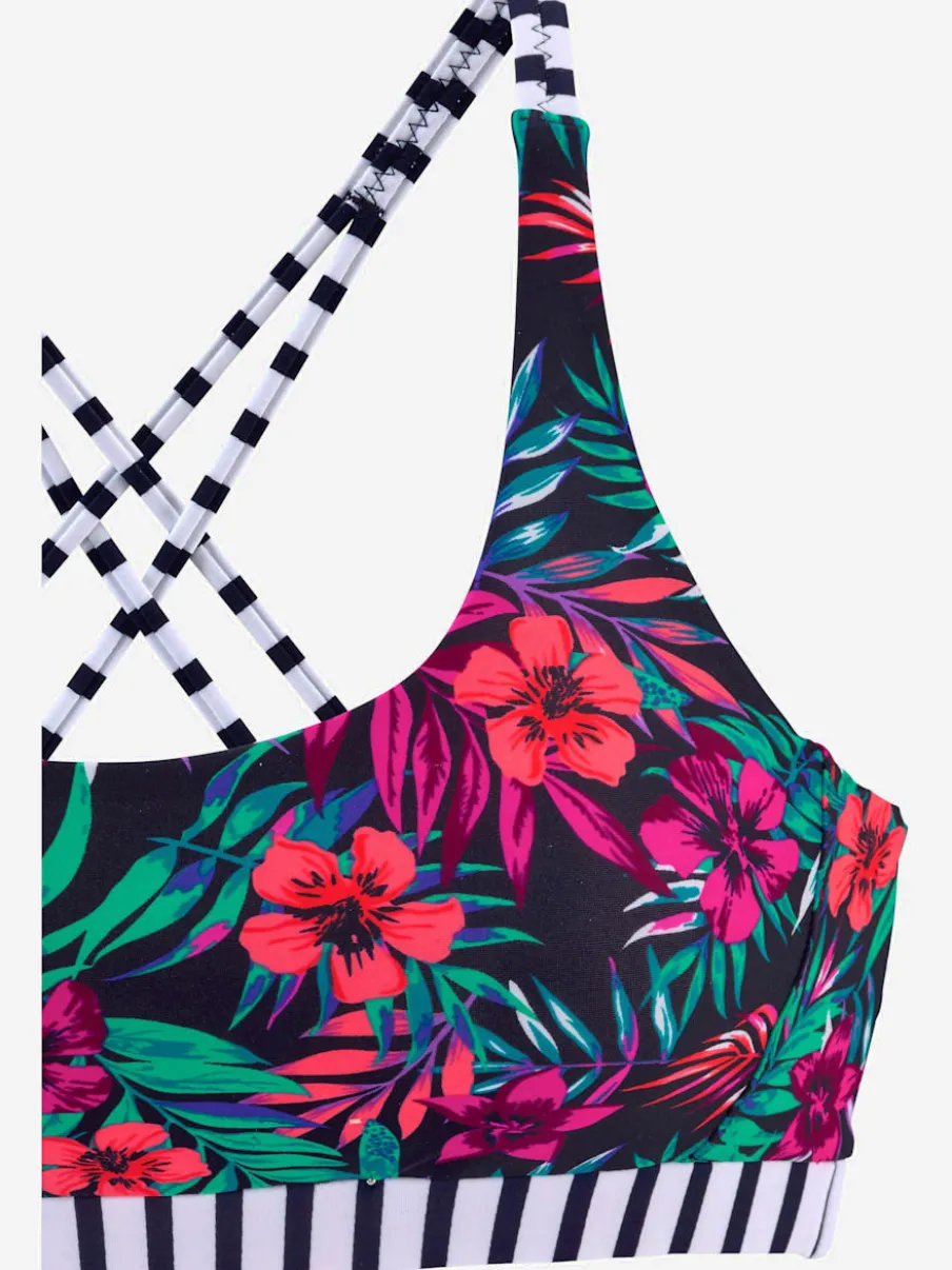Haut de bikini bustier à motifs floraux avec bonnets amovibles