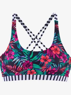 Haut de bikini bustier à motifs floraux avec bonnets amovibles