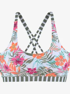 Haut de bikini bustier à motifs floraux avec bonnets amovibles