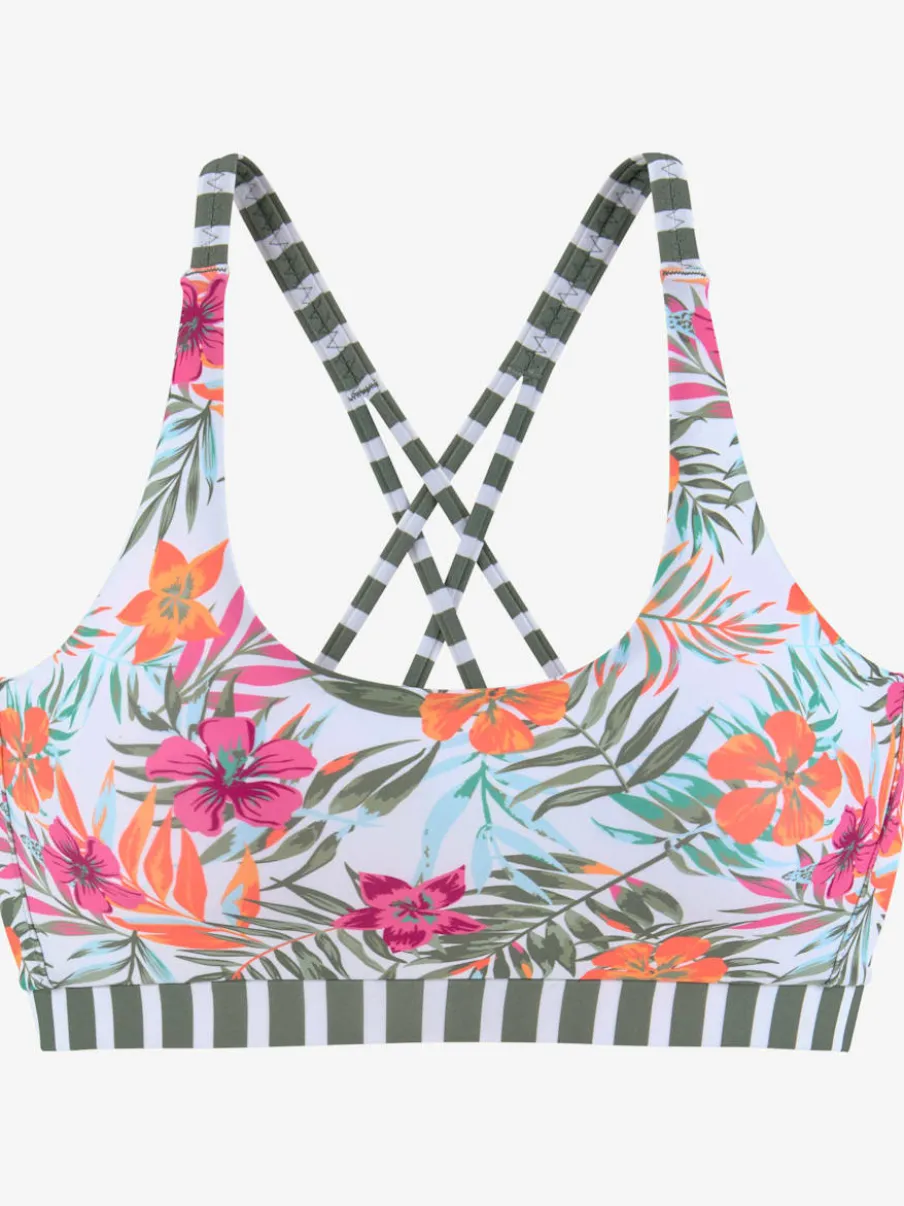 Haut de bikini bustier à motifs floraux avec bonnets amovibles