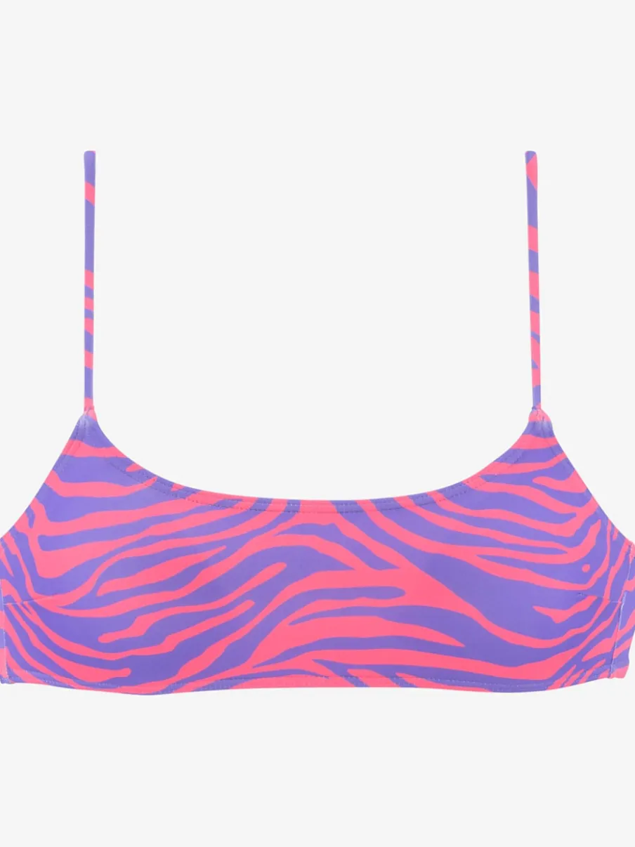 Haut de bikini bustier sportif à motifs animaux ajustable