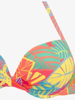 Haut de bikini push-up avec imprimé feuilles et bonnets rembourrés