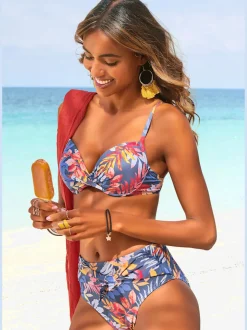 Haut de bikini push-up imprimé avec bonnets rembourrés