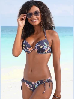 Haut de bikini push-up à imprimé floral avec bonnets rembourrés