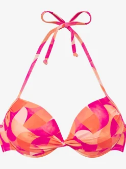 Haut de bikini push-up imprimé intégral à nouer dans le cou
