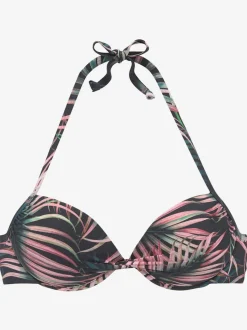 Haut de bikini push-up à imprimé tropical et décolleté sublimé