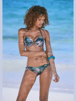 Haut de bikini push-up à imprimé tropical et décolleté sublimé