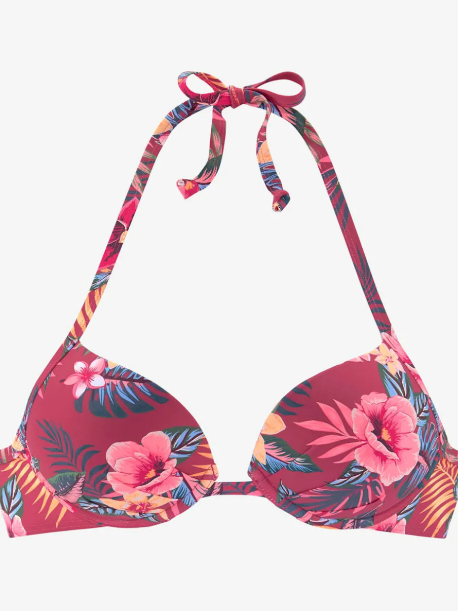 Haut de bikini push-up imprimé tropical en microfibre