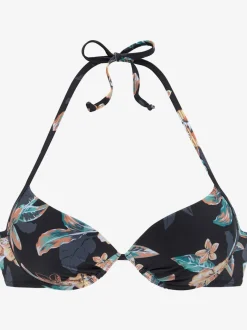 Haut de bikini push-up à motifs floraux avec bonnets garnissés