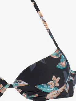 Haut de bikini push-up à motifs floraux avec bonnets garnissés
