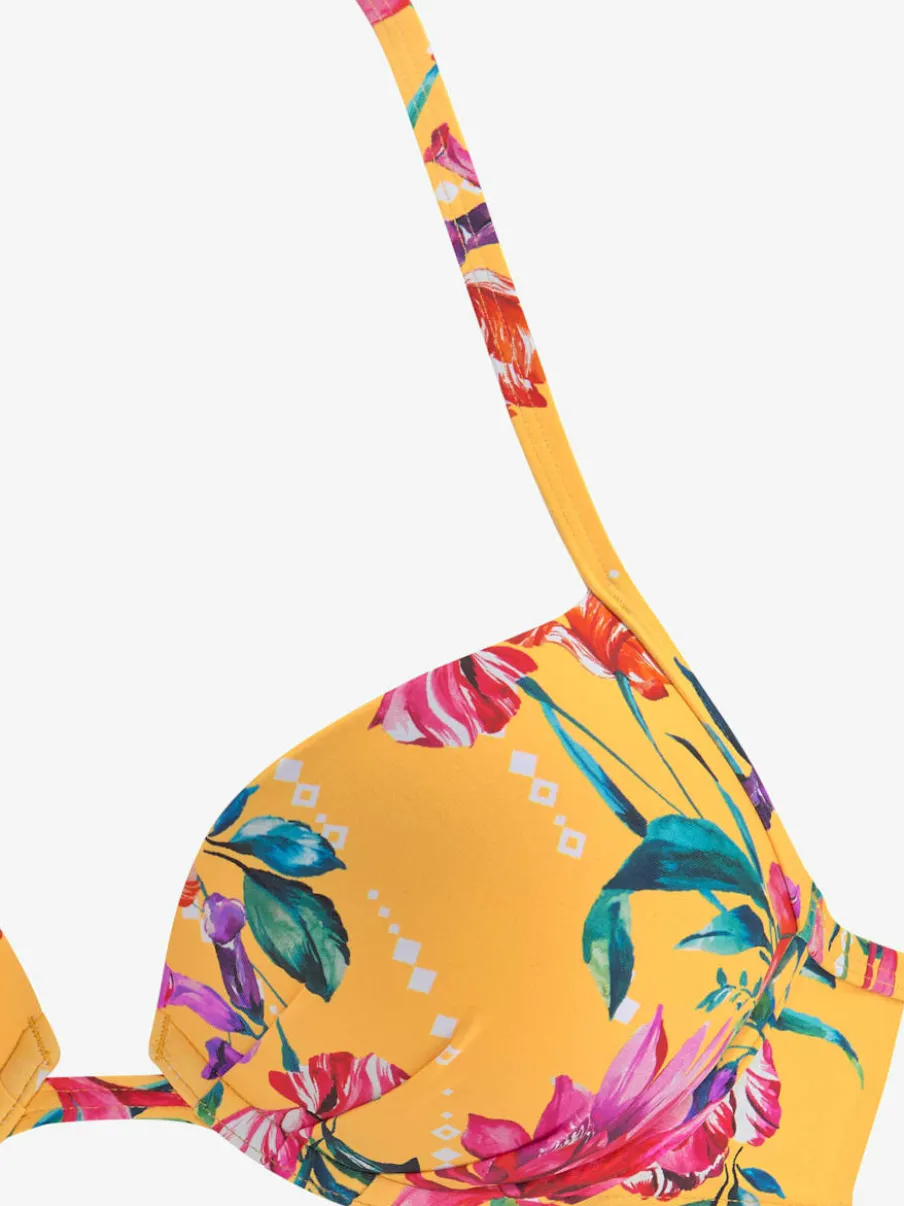 Haut de bikini push-up à motifs floraux noué