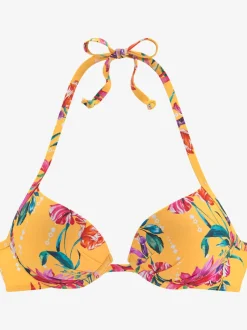 Haut de bikini push-up à motifs floraux noué