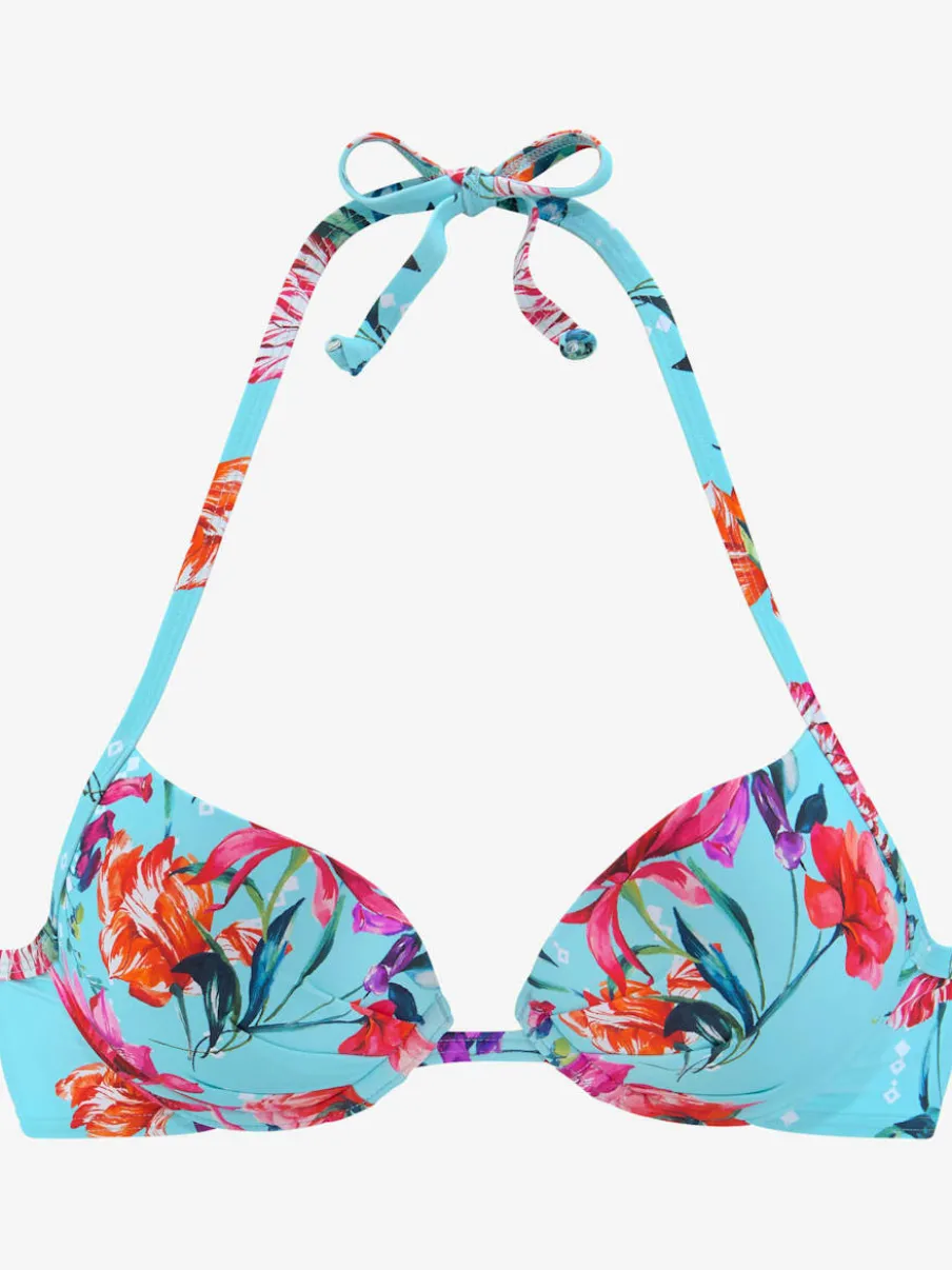 Haut de bikini push-up à motifs floraux noué
