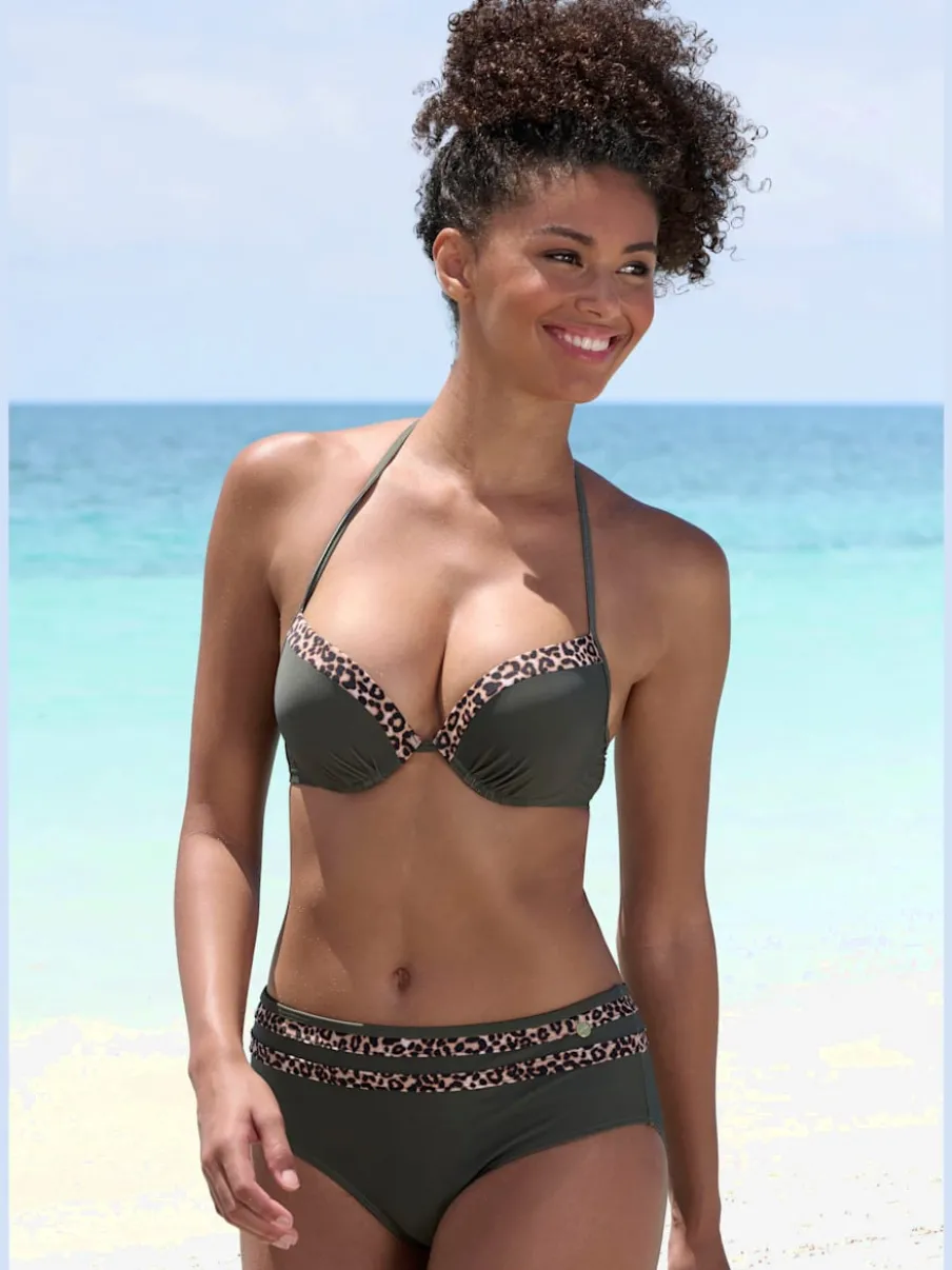Haut de bikini push-up à motifs léopard et bonnets rembourrés