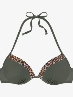 Haut de bikini push-up à motifs léopard et bonnets rembourrés