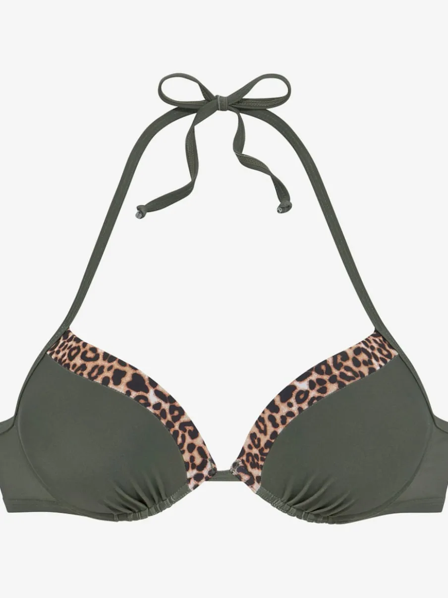 Haut de bikini push-up à motifs léopard et bonnets rembourrés