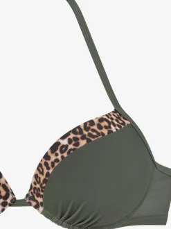 Haut de bikini push-up à motifs léopard et bonnets rembourrés