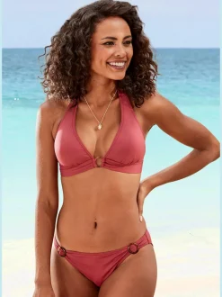 Haut de bikini triangle avec bonnets amovibles et anneau devant