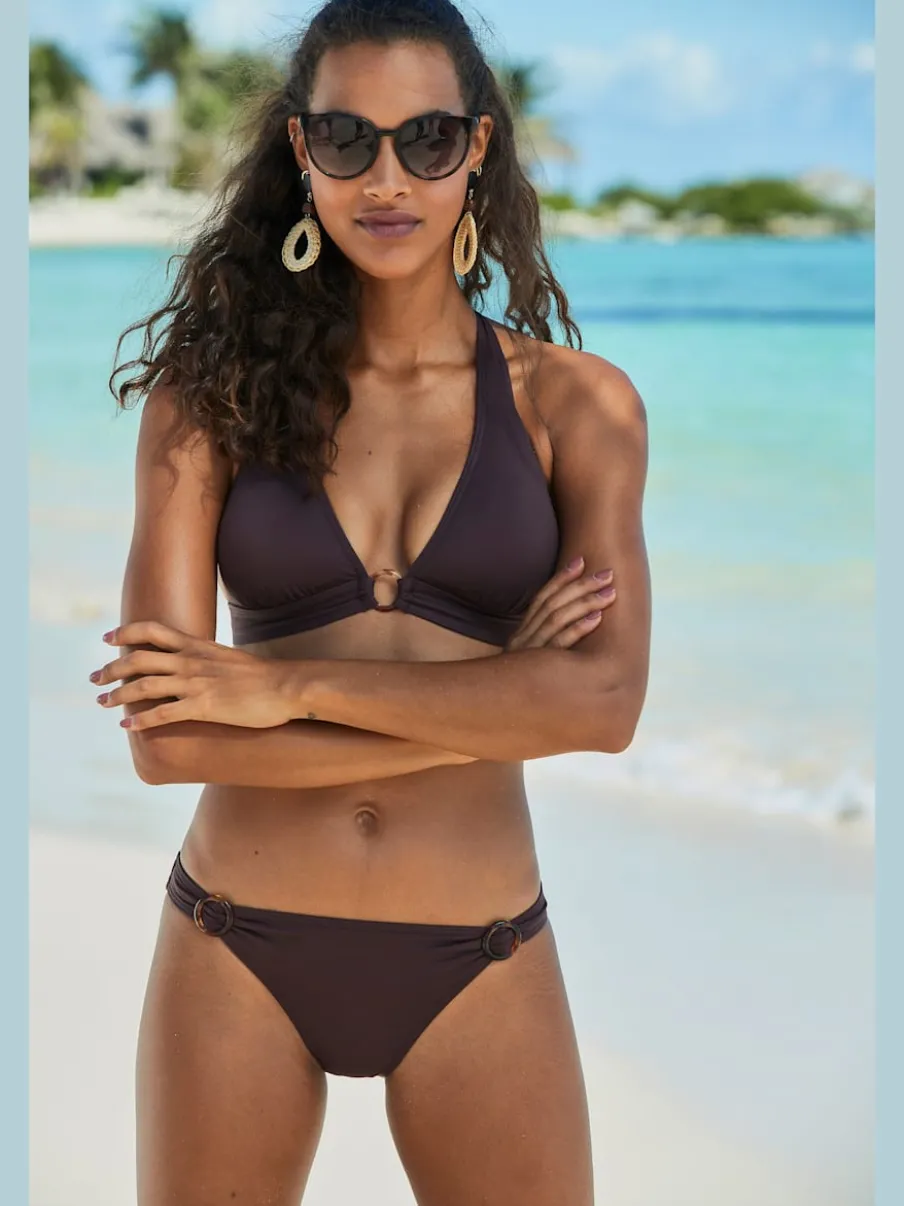 Haut de bikini triangle avec bonnets amovibles et anneau devant