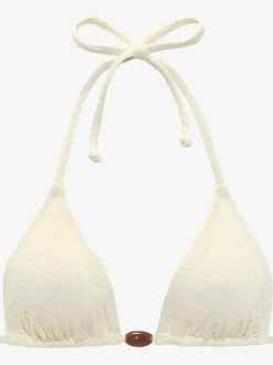 Haut de bikini triangle avec bonnets amovibles et perle décorative