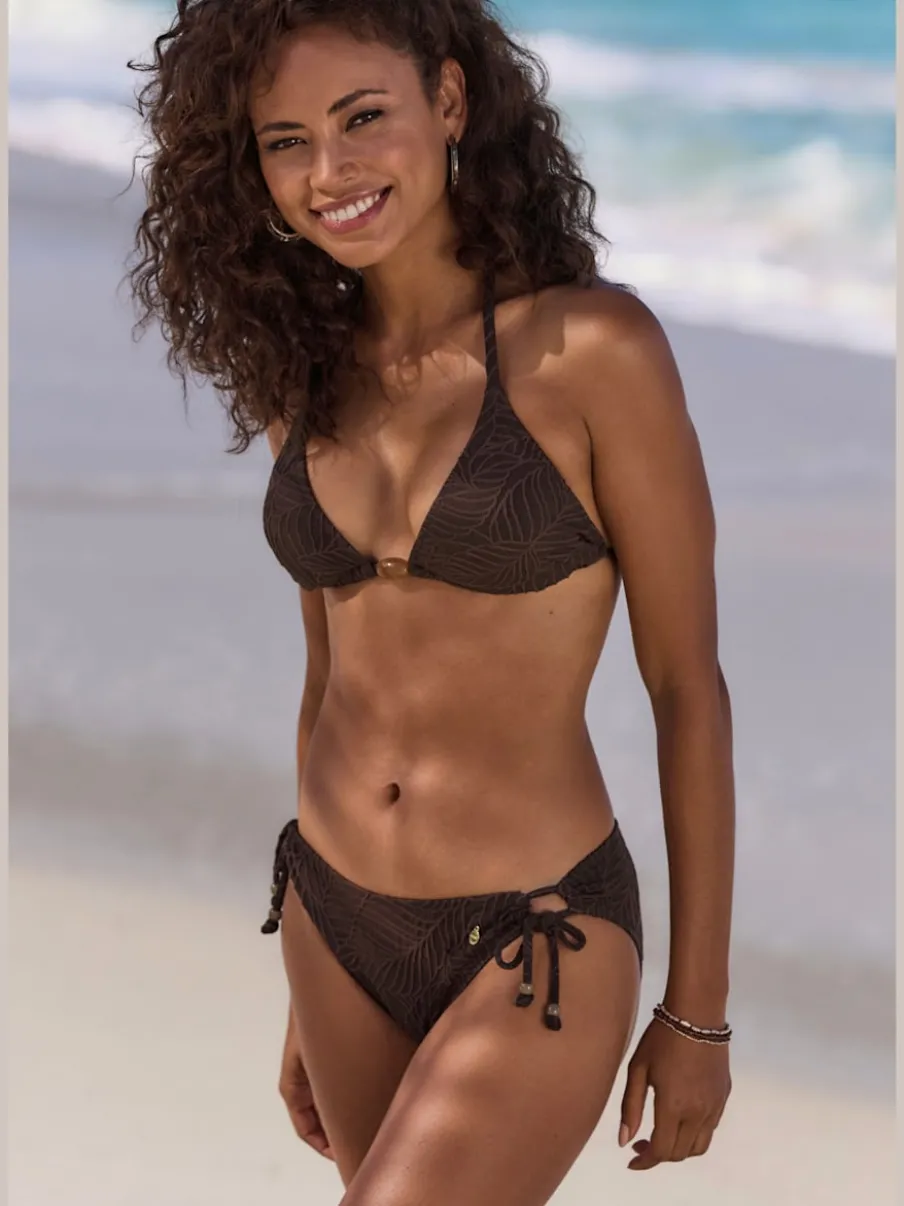 Haut de bikini triangle avec bonnets amovibles et perle décorative