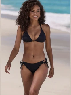 Haut de bikini triangle avec bonnets amovibles et perle décorative