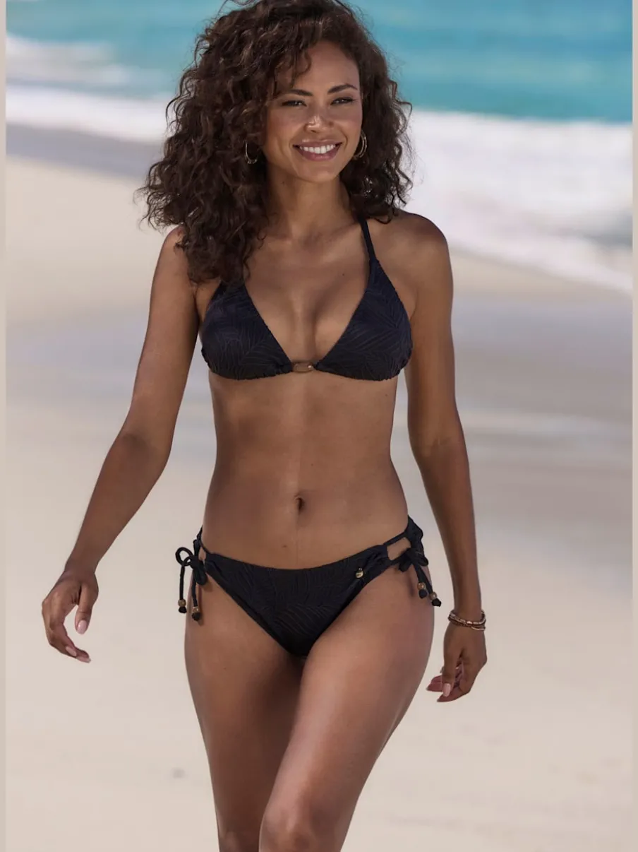 Haut de bikini triangle avec bonnets amovibles et perle décorative