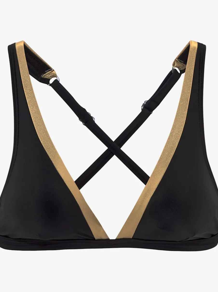 Haut de bikini triangle avec empiècements dorés amovibles