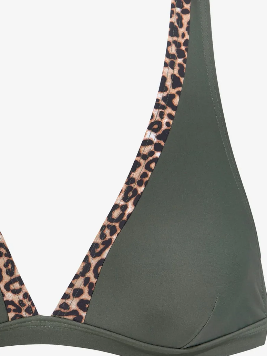Haut de bikini triangle avec empiècements léopard et bretelles réglables