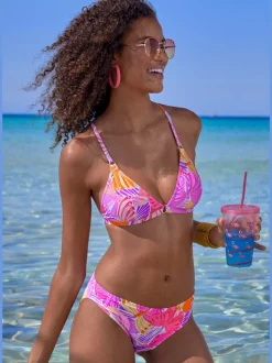 Haut de bikini triangle avec imprimé floral tropical