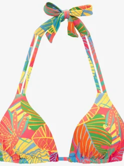 Haut de bikini triangle avec imprimé feuilles et bonnets amovibles