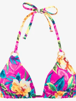 Haut de bikini triangle avec motifs floraux et bonnets amovibles