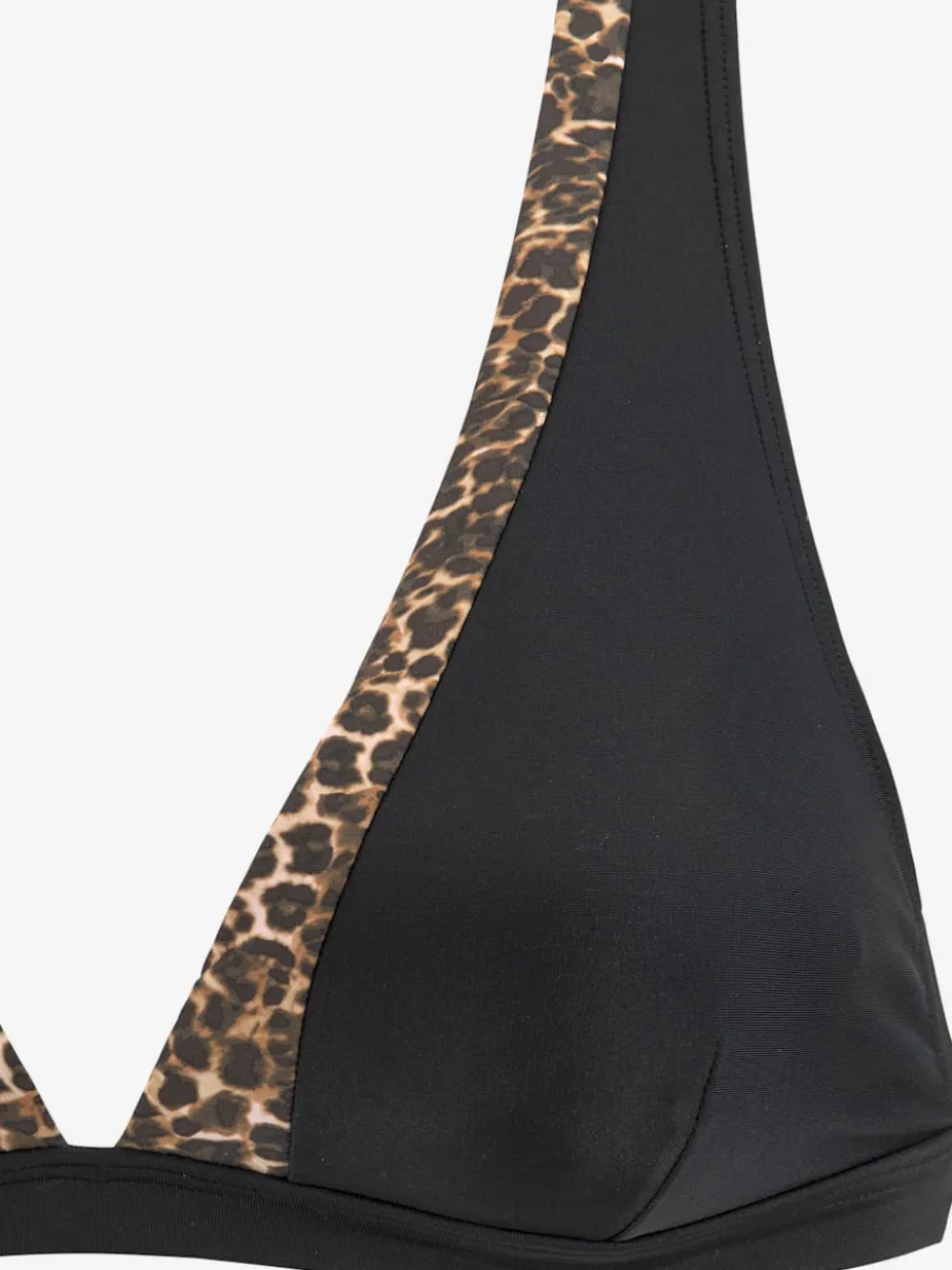 Haut de bikini triangle avec motif léopard et bretelles ajustables