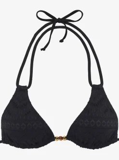Haut de bikini triangle en matière structurée avec perles décoratives