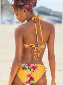 Haut de bikini triangle imprimé floral à nouer