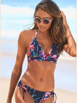 Haut de bikini triangle imprimé floral à nouer