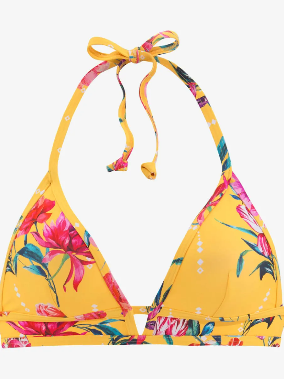 Haut de bikini triangle imprimé floral à nouer