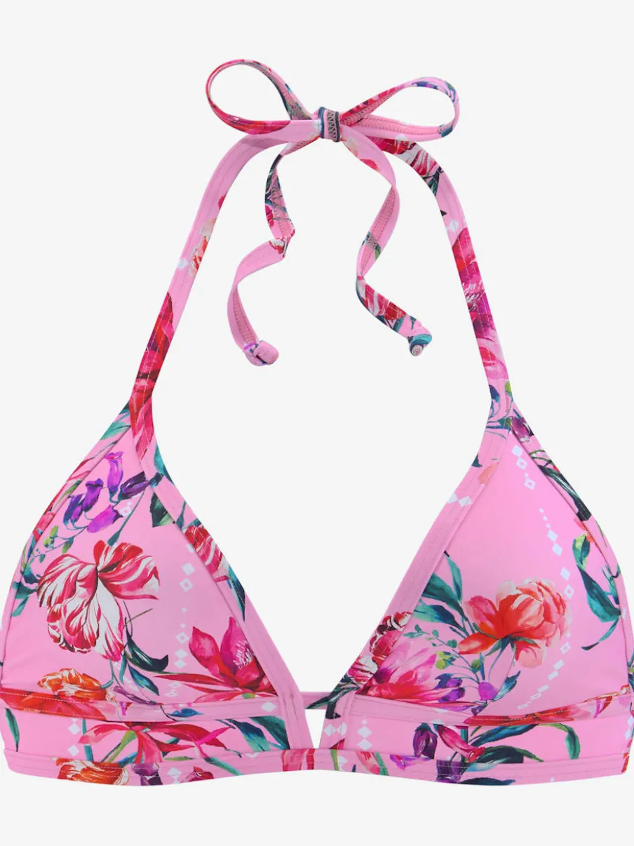 Haut de bikini triangle imprimé floral à nouer