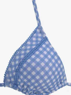 Haut de bikini triangle à motif vichy avec bonnets amovibles