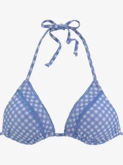 Haut de bikini triangle à motif vichy avec bonnets amovibles